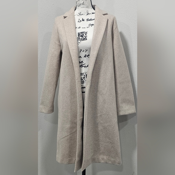 Zara Jackets & Blazers - ZARA Women's Felt Texture Coat Long Open Trench Knee Length Sand Beige Sz Medium